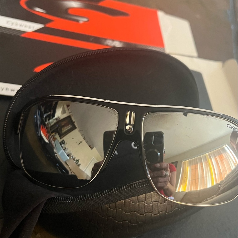 Carrera Black Frame Sunglasses with Silver Lenses